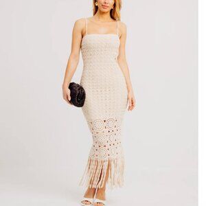 TORN by Ronny Kobo Crochet Fringe Dress Size Medium